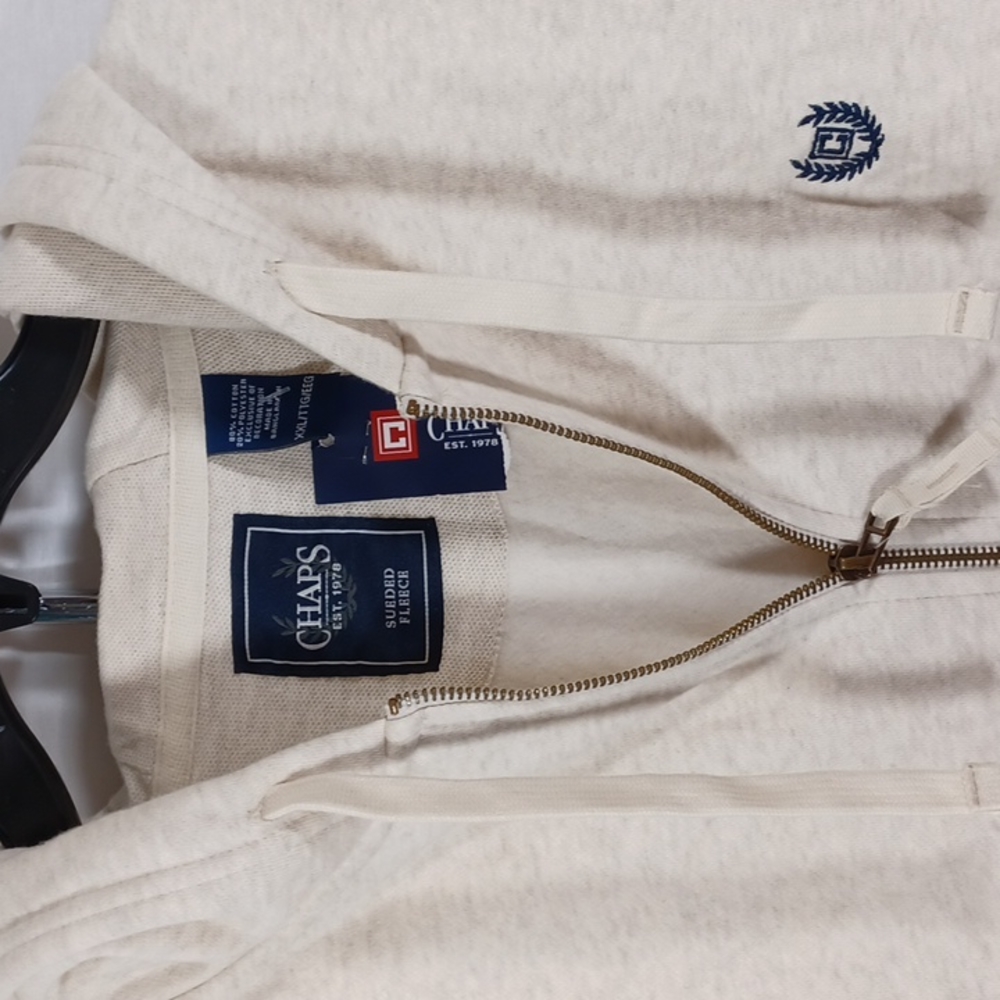 Chaps Fleece Hoodie Zips Up Pockets Size XXL Cream Color Bundle and Save